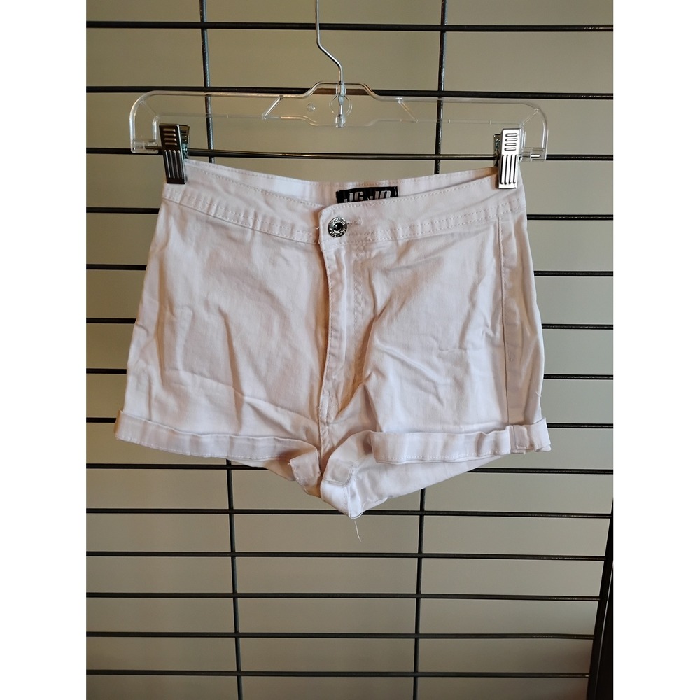 JC & JQ Jeans Womens White Denim High Waisted Cuffed Shorts GS3023-WT Size S